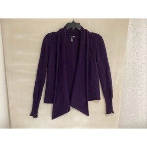 aqua cashmere women’s cardigan small purple open front